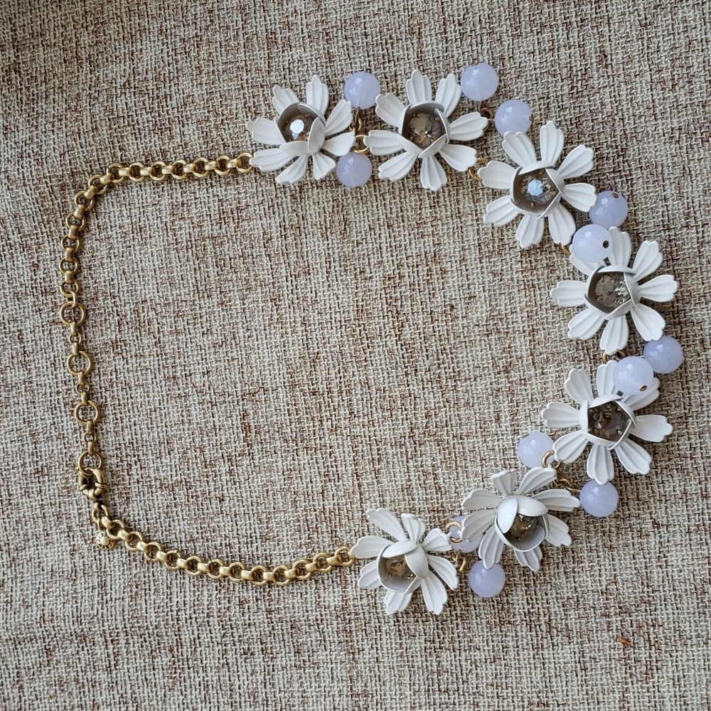 J.Crew White Flower Statement Necklace